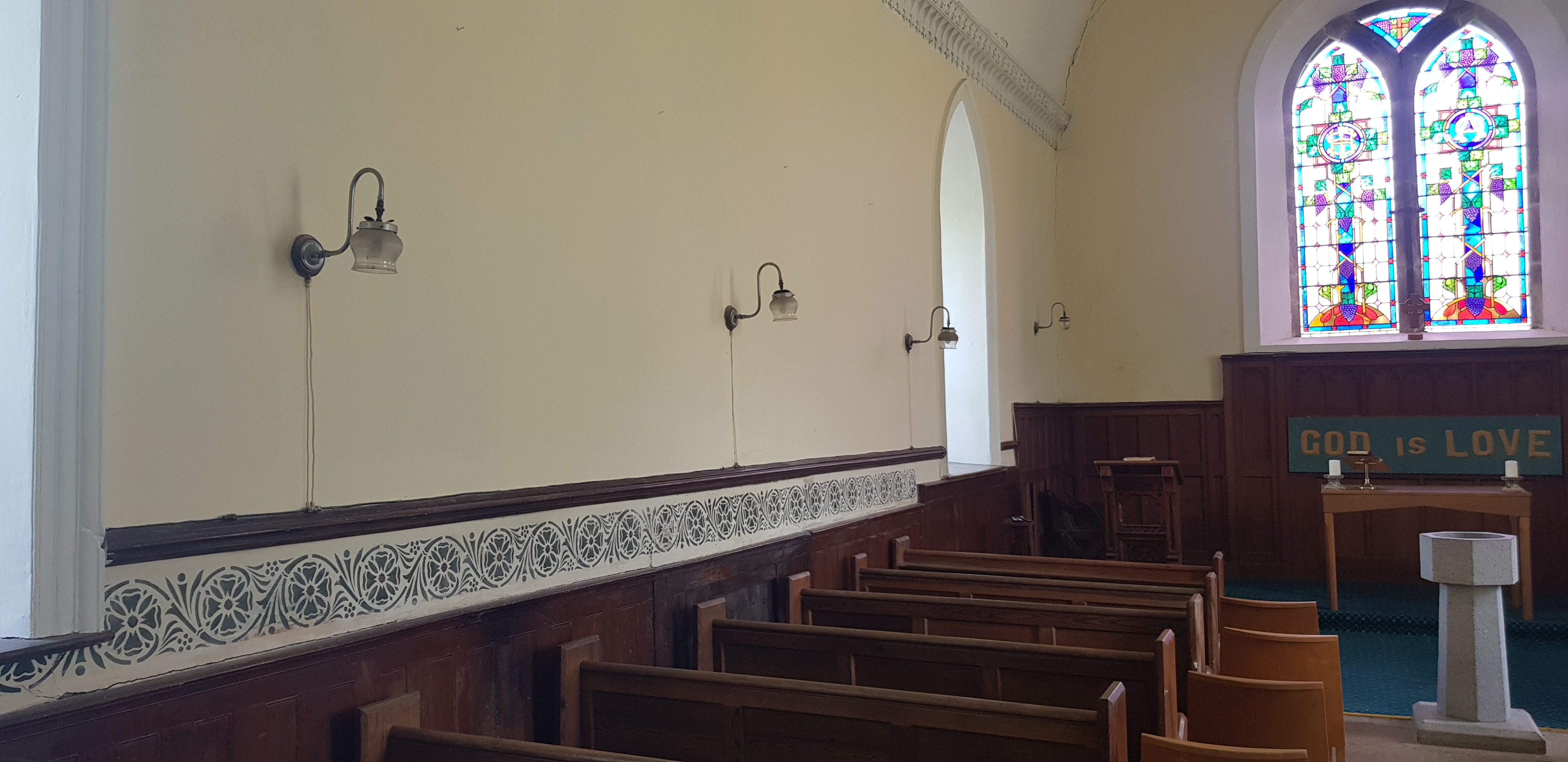 The view from inside St. Kevin's Church