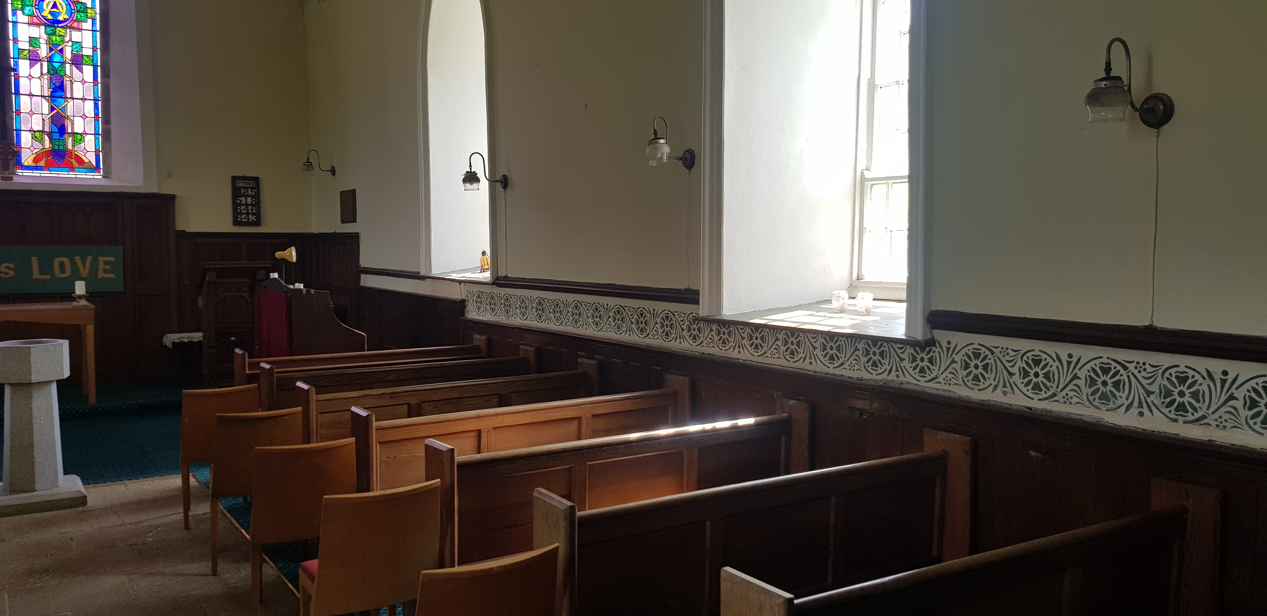 The view from inside St. Kevin's Church