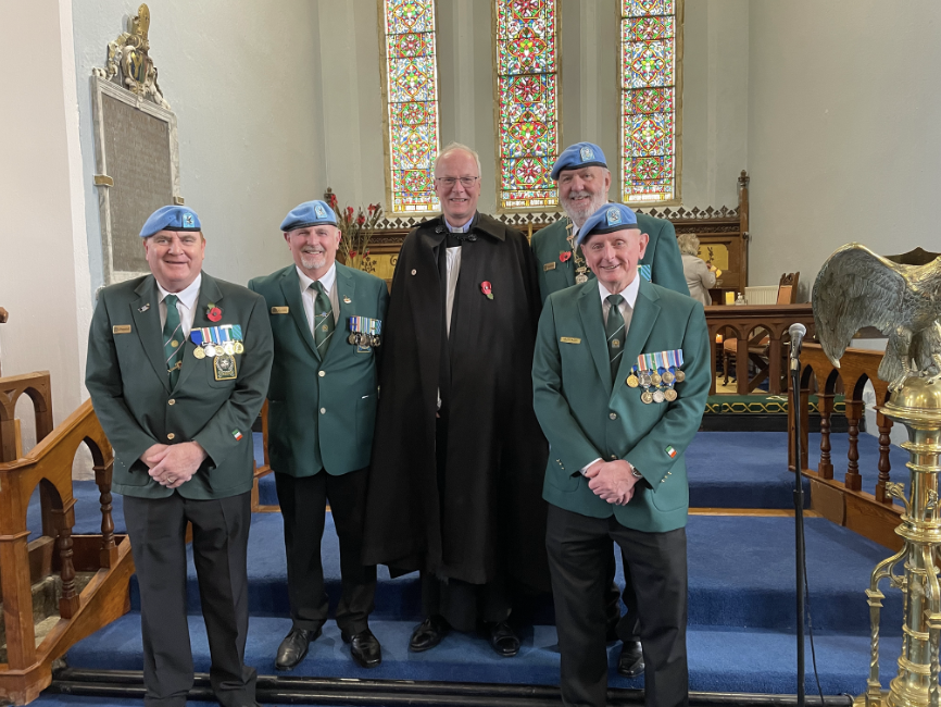 Members of the Irish United Nations Veterans Association with the Rector.